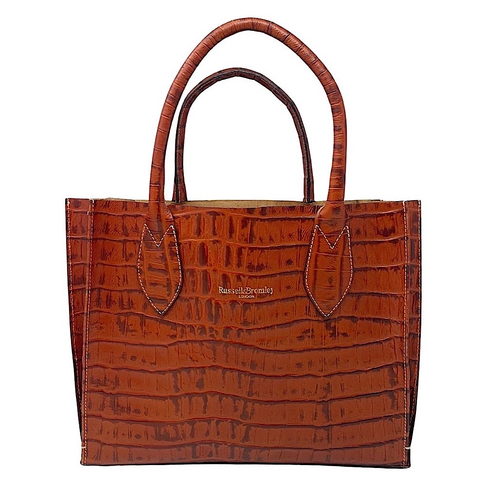 Russell & Bromley London Croc Embossed Burnt Orange Tote Bag - Picture 3 of 12